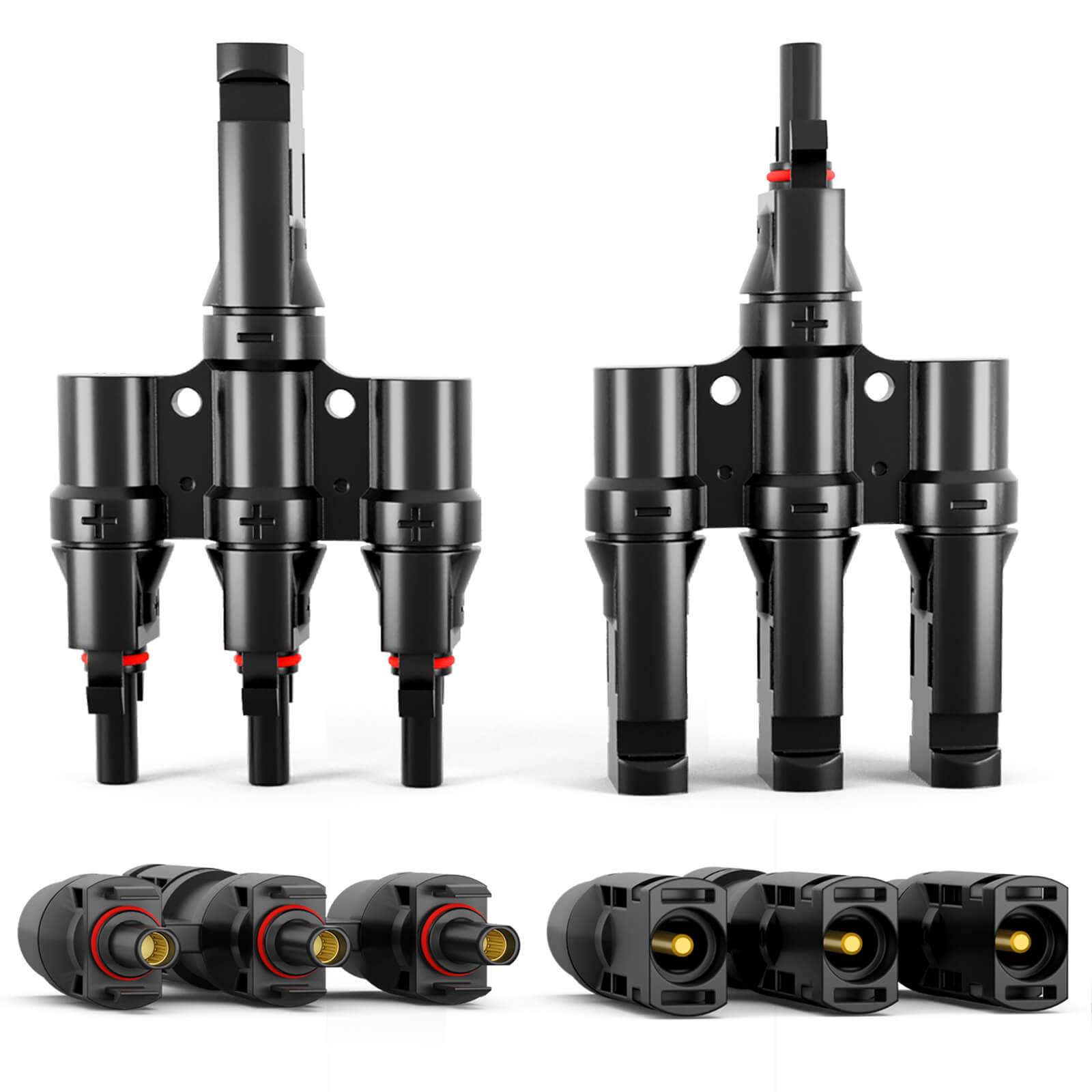 hb-digital Solarstecker Verteiler Typ-T 3-fach Solarkabel Steckverbinder für Solarpanel-0