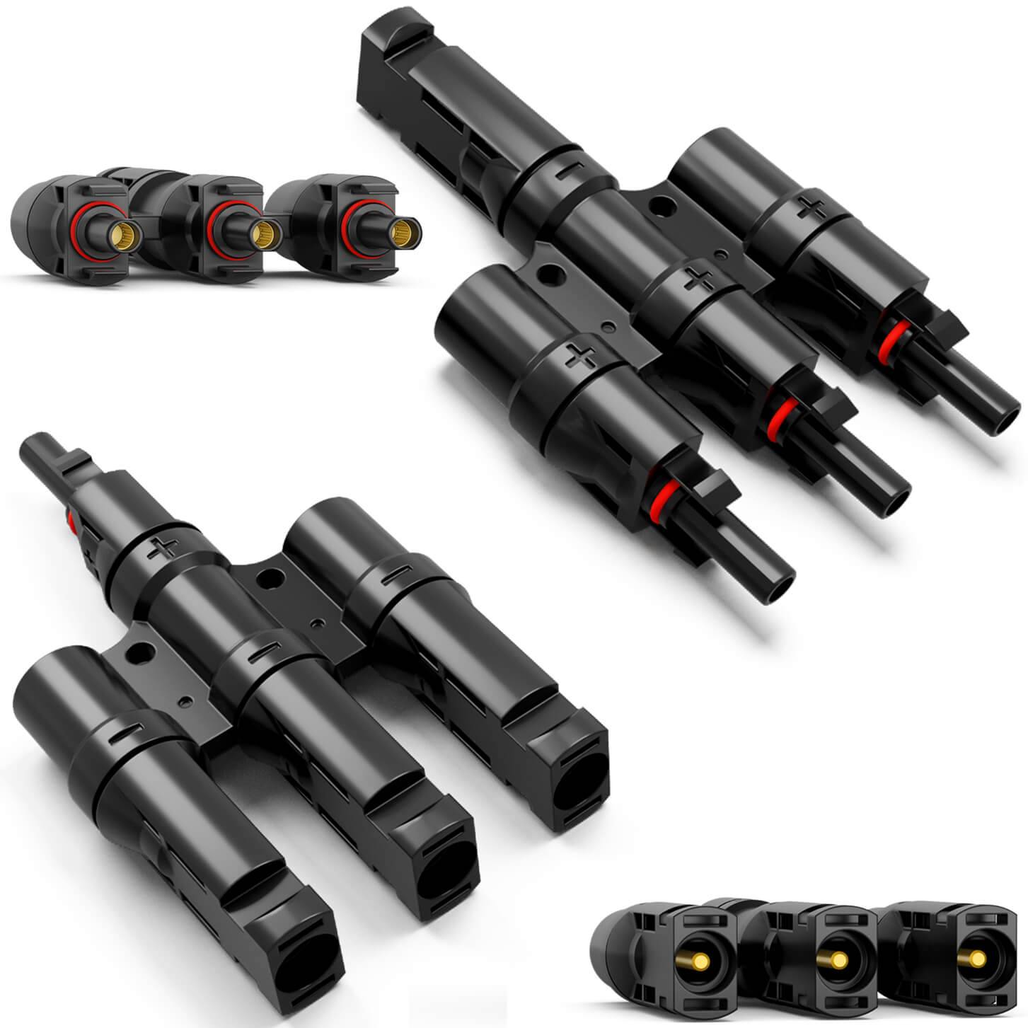 hb-digital Solarstecker Verteiler Typ-T 3-fach Solarkabel Steckverbinder für Solarpanel-1