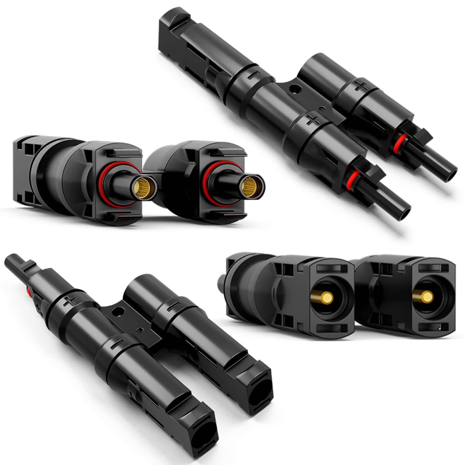 hb-digital Solar Stecker Verteiler Typ-T 2-fach Solarkabel Verbinder für Photovoltaik-1