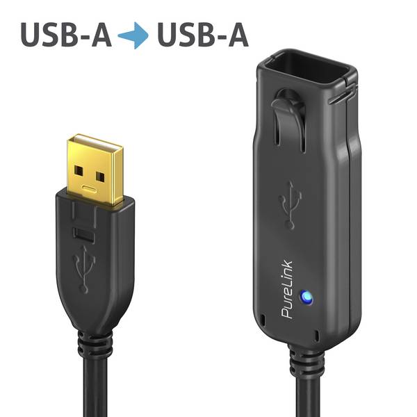 Premium Active USB 2.0 USB-A Verlängerungskabel - 6.00m, schwarz