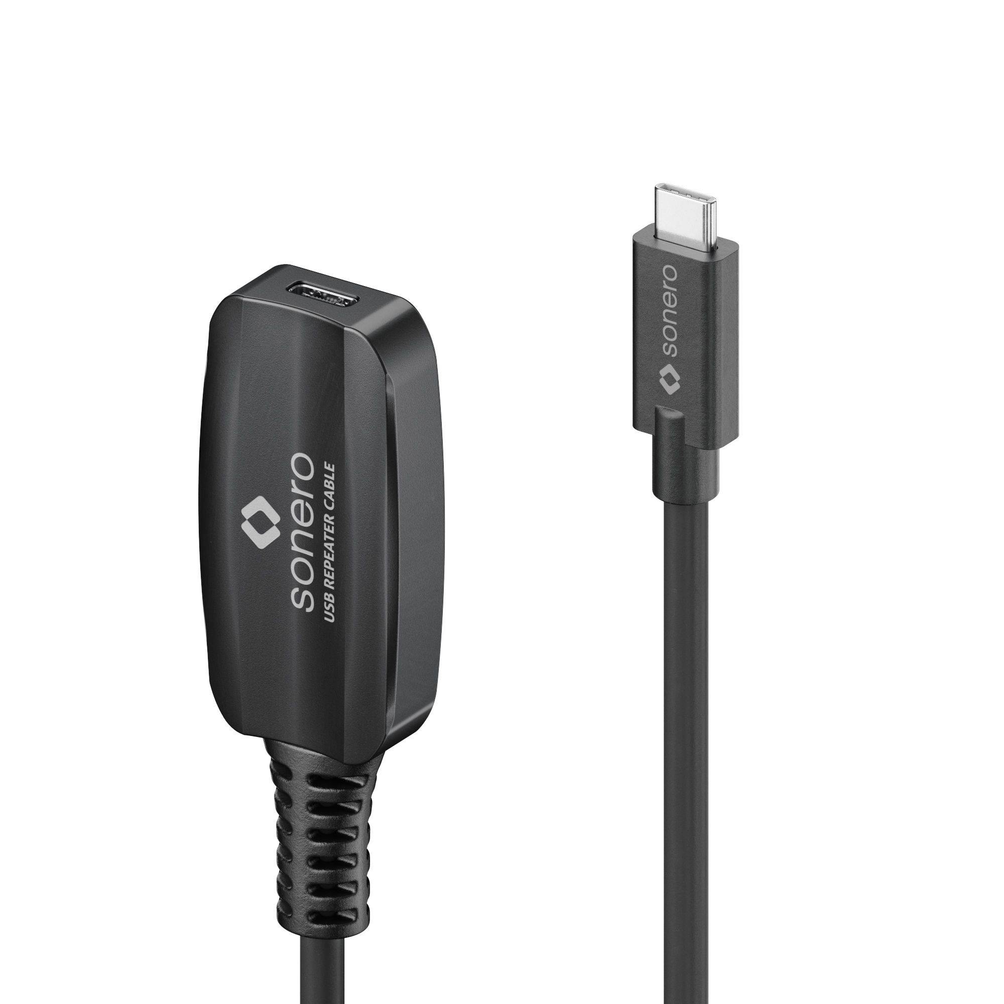 sonero USB 3.2 (Gen 1x1) Aktives Verlängerungskabel, USB-C auf USB-C - 10.0m, schwarz-0