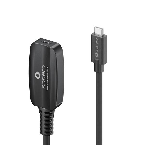 sonero USB 3.2 (Gen 1x1) Aktives Verlängerungskabel, USB-C auf USB-C - 10.0m, schwarz