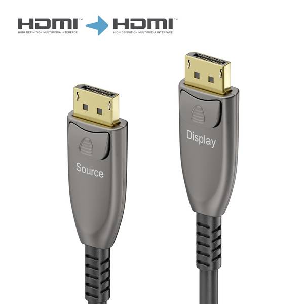 8K DisplayPort 1.4 Active Optical Fiber Kabel - 15.0m, Anthrazit