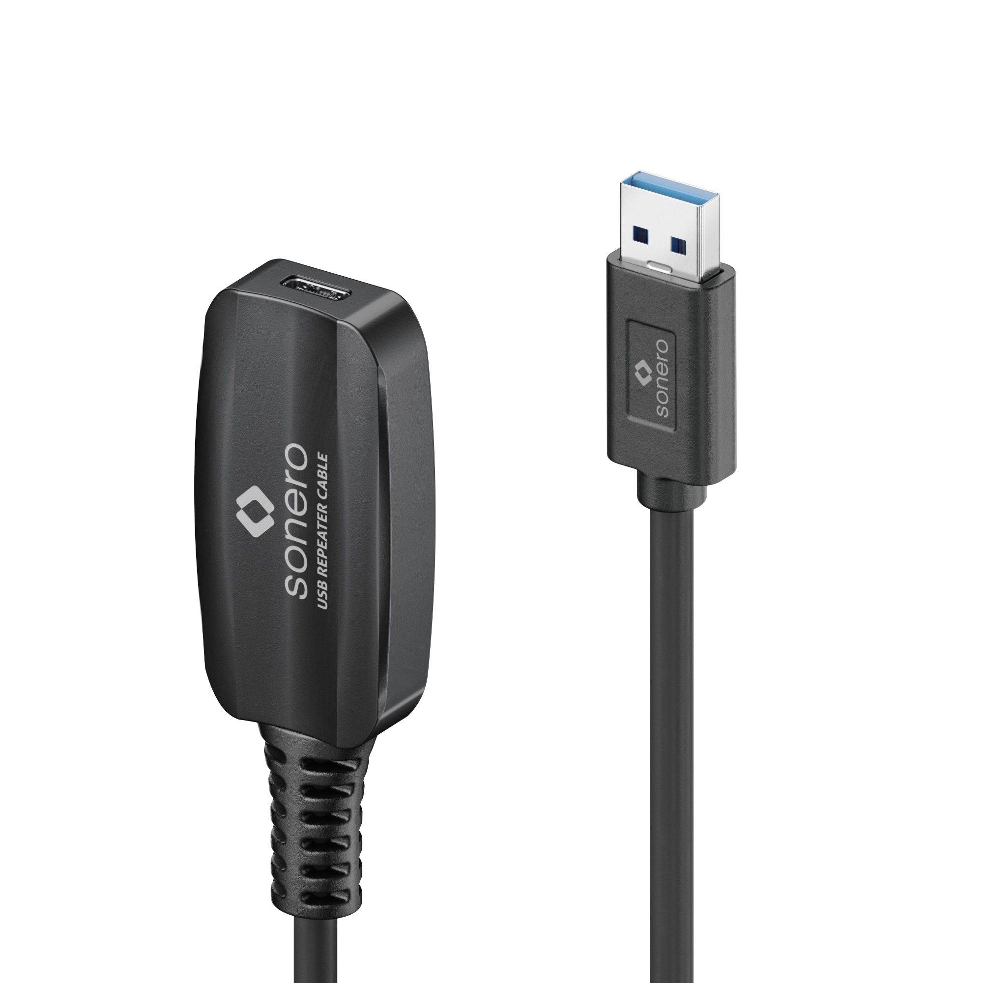 sonero USB 3.2 (Gen 1x1) Aktives Verlängerungskabel, USB-A auf USB-C - 5,00m, schwarz-0