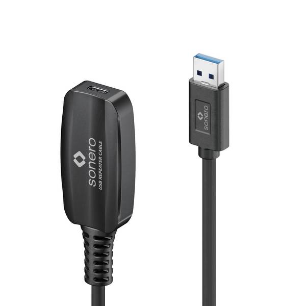 sonero USB 3.2 (Gen 1x1) Aktives Verlängerungskabel, USB-A auf USB-C - 5,00m, schwarz