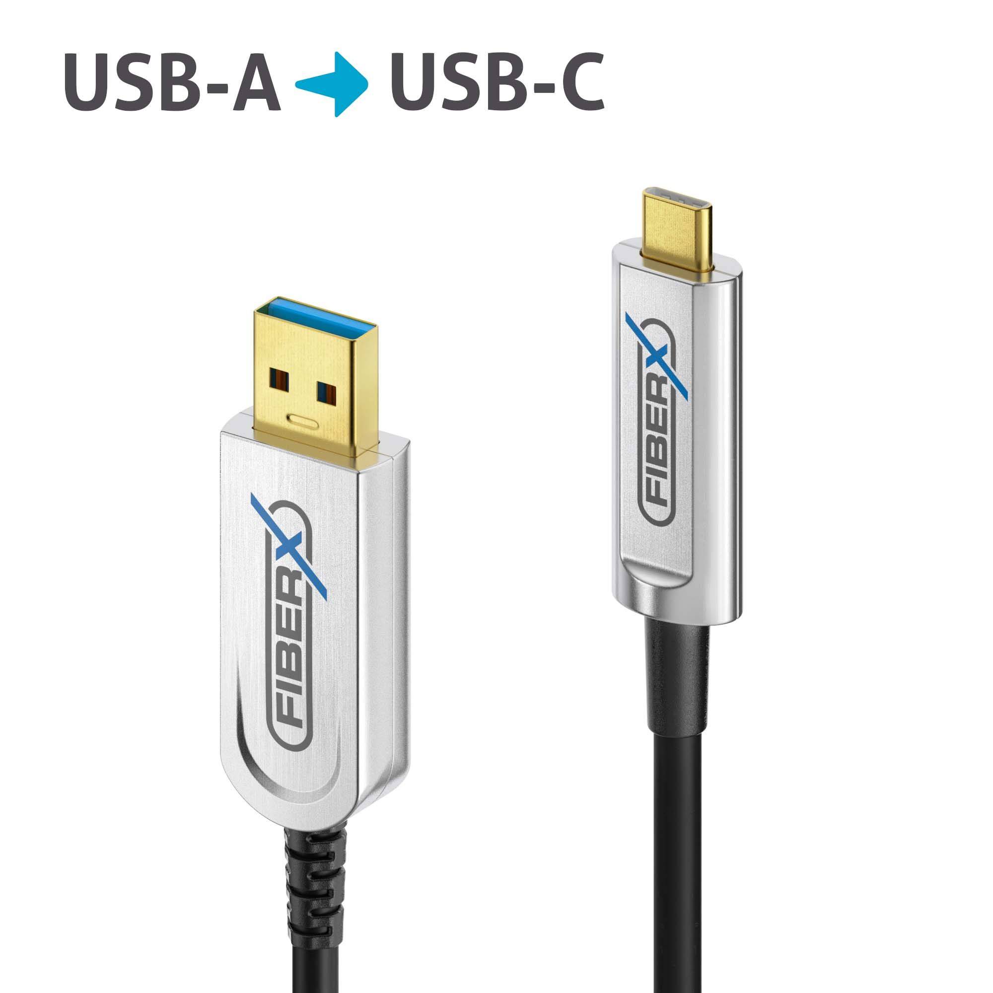 USB 3.2 Gen2x1 USB-C / USB-A AOC Glasfaserkabel - 30.0m-0