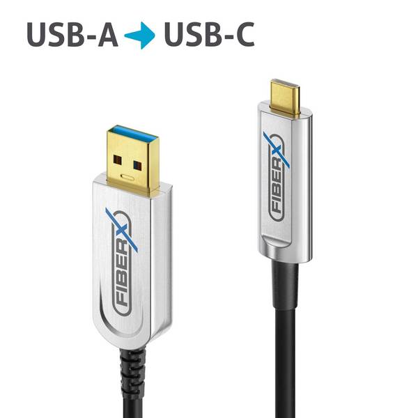 USB 3.2 Gen2x1 USB-C / USB-A AOC Glasfaserkabel - 30.0m