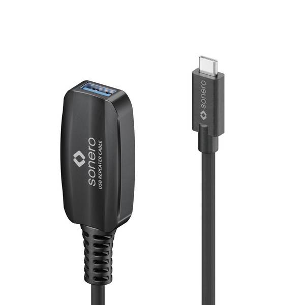 USB 3.2 (Gen 1) Aktive Verlängerung - C/A - schwarz - 5.00m