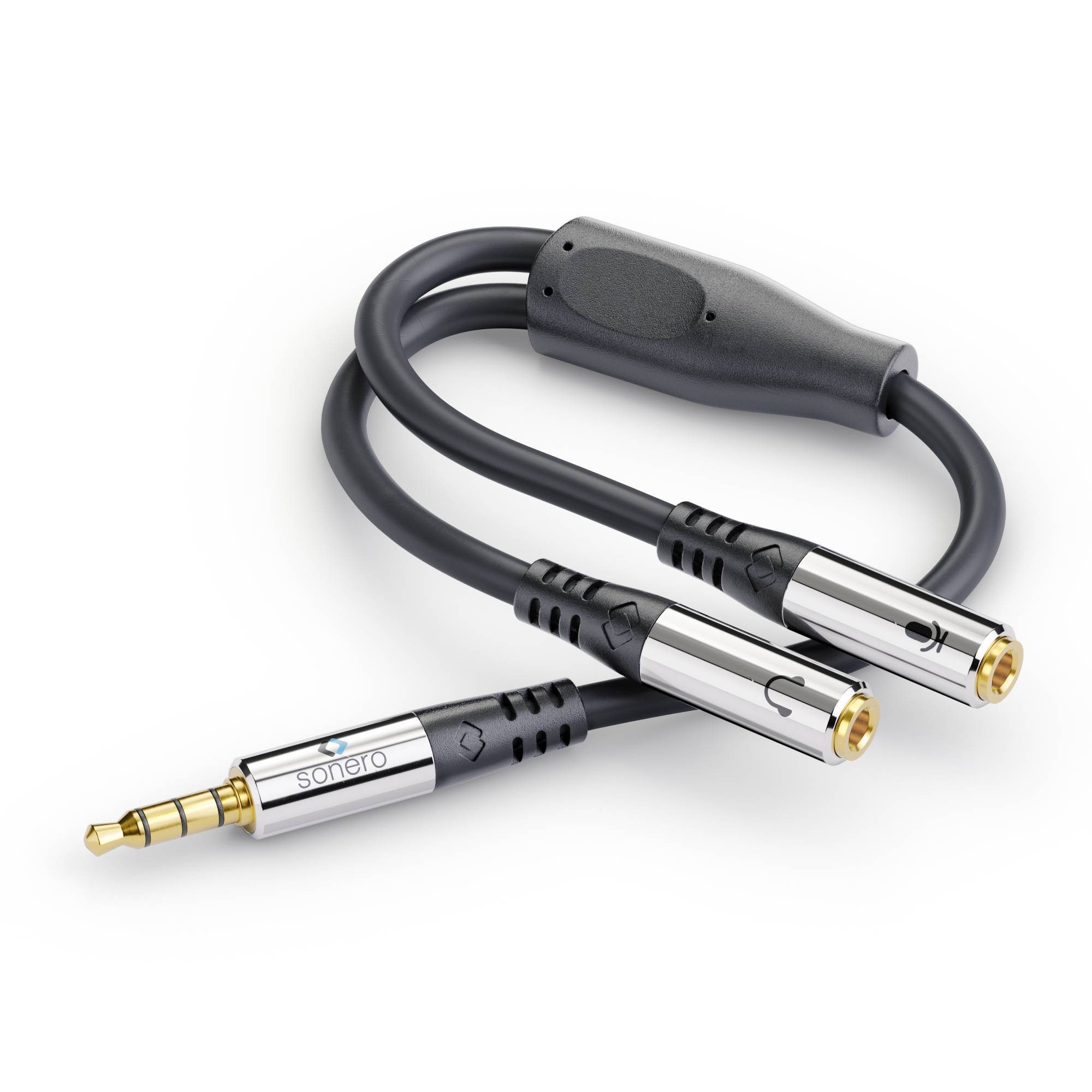 3,5mm Klinke (4-pin) auf 2x 3,5mm Klinke Stereo Headset Adapter, 0,20m-1