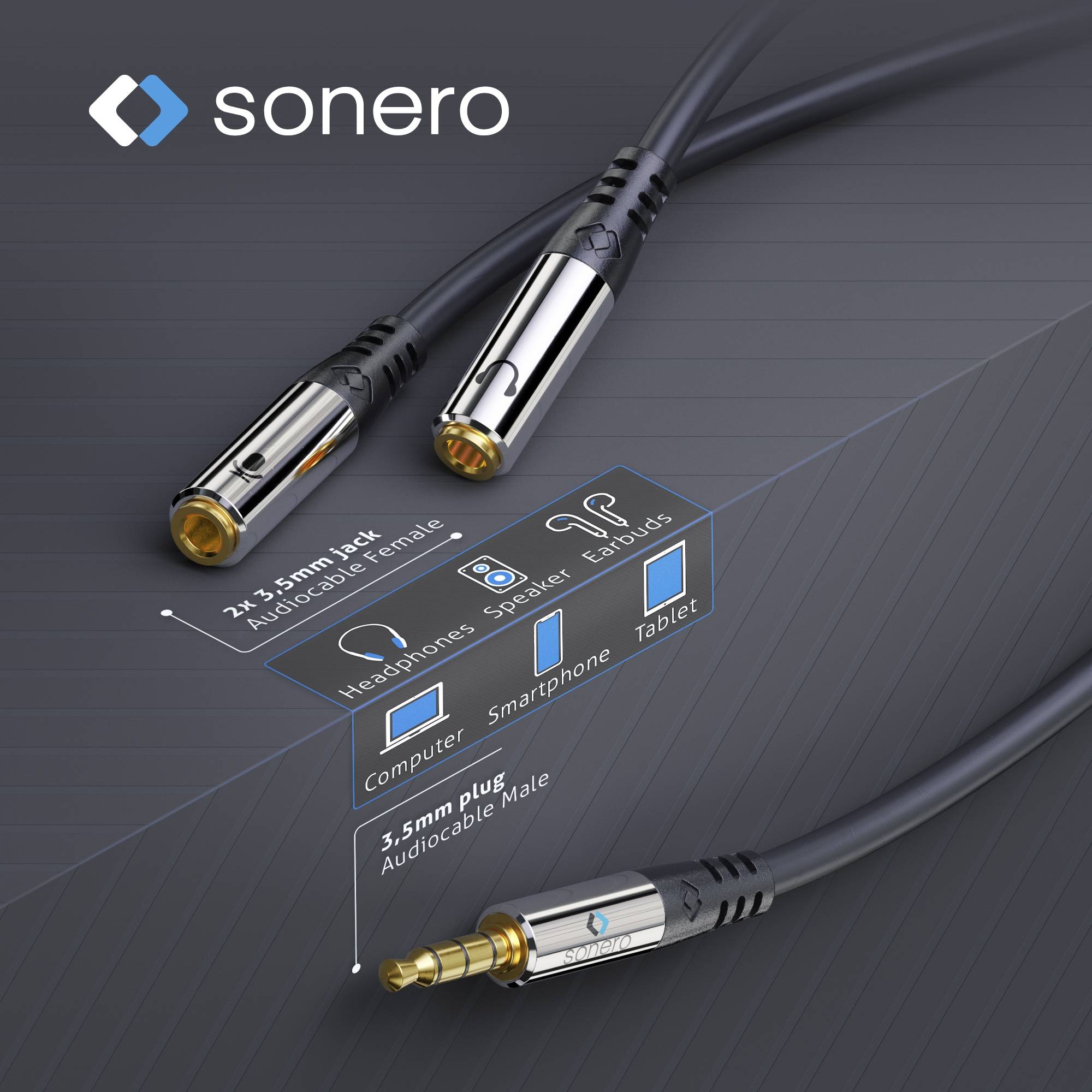 3,5mm Klinke (4-pin) auf 2x 3,5mm Klinke Stereo Headset Adapter, 0,20m-2