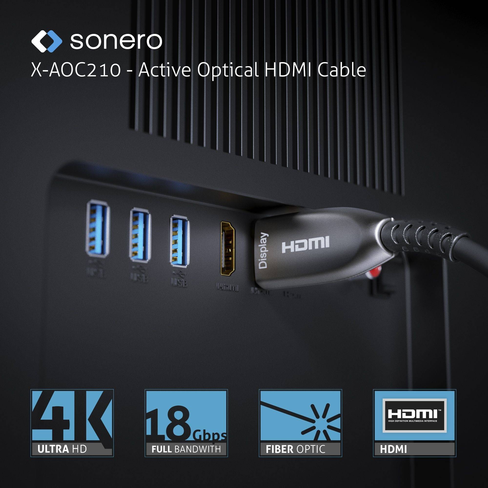 4K High Speed HDMI AOC Glasfaserkabel - 15.00, Anthrazit-2