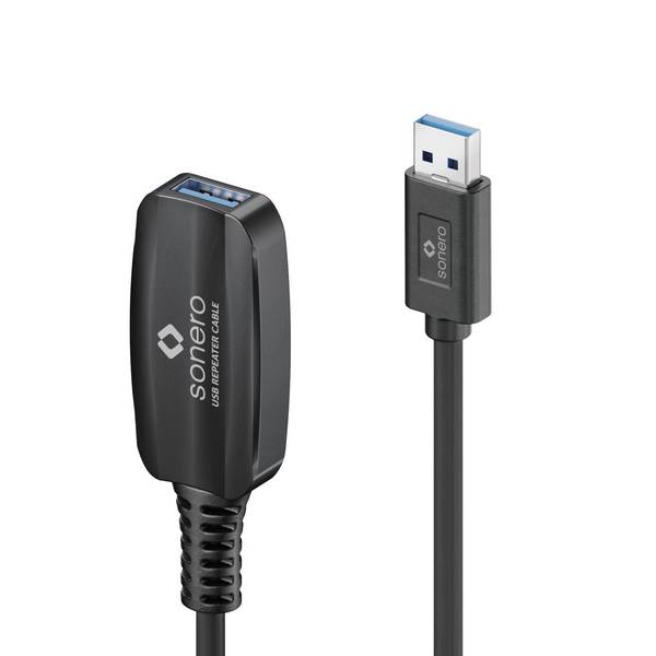 sonero USB 3.2 (Gen 1x1) Aktives Verlängerungskabel, USB-A auf USB-A - 10.0m, schwarz