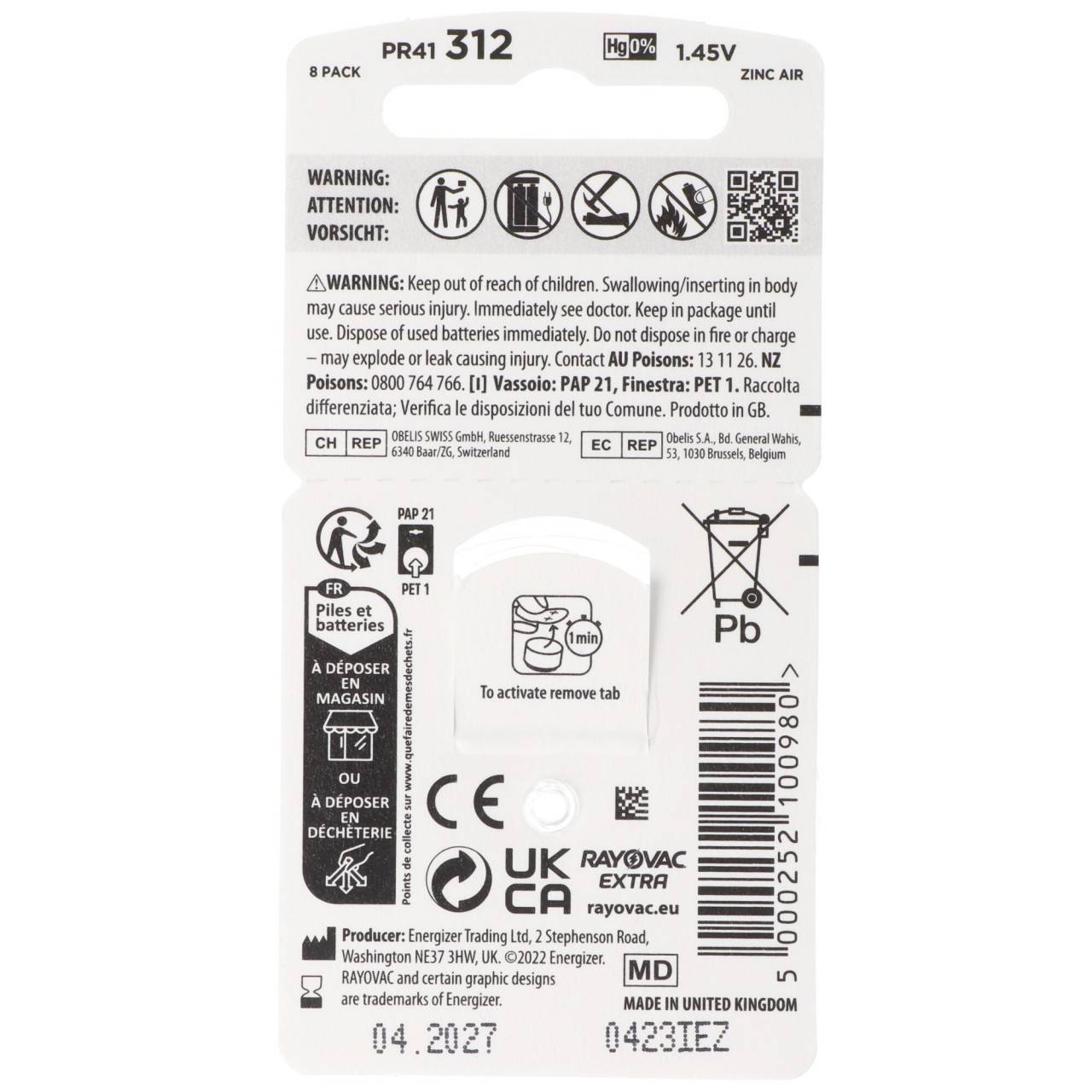 Batterie Zinc Air 312 - Batterie - 1,4 V-3