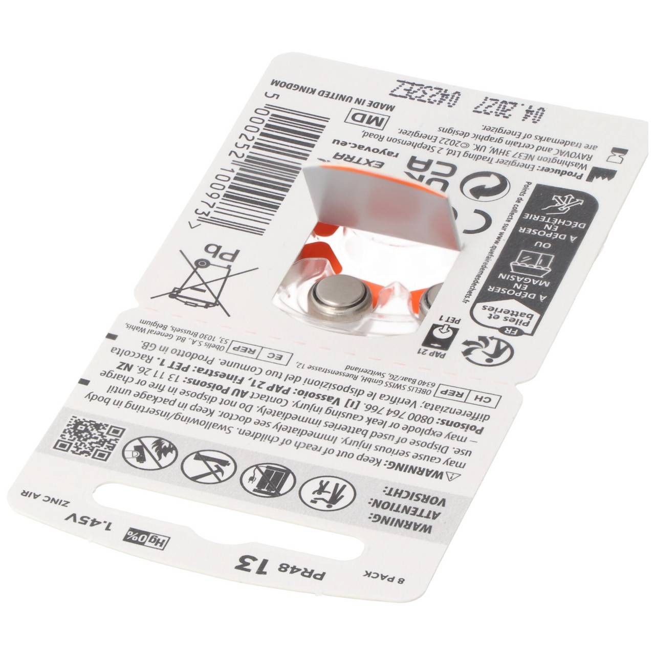 Rayovac HA13 PR48 Hörgeräte Batterien Extra Advanced 8er Sparpack 6 + 2 Gratis 5000252100973, Lieferung besteht aus 8...-4