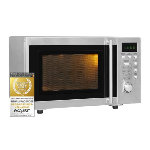 Exquisit Mikrowelle UMW 800 G-3.1 Inox | 800 Watt | Grill 1000 Watt | Unterbau-Mikrowelle | 20L | Edelstahl, Inoxlook