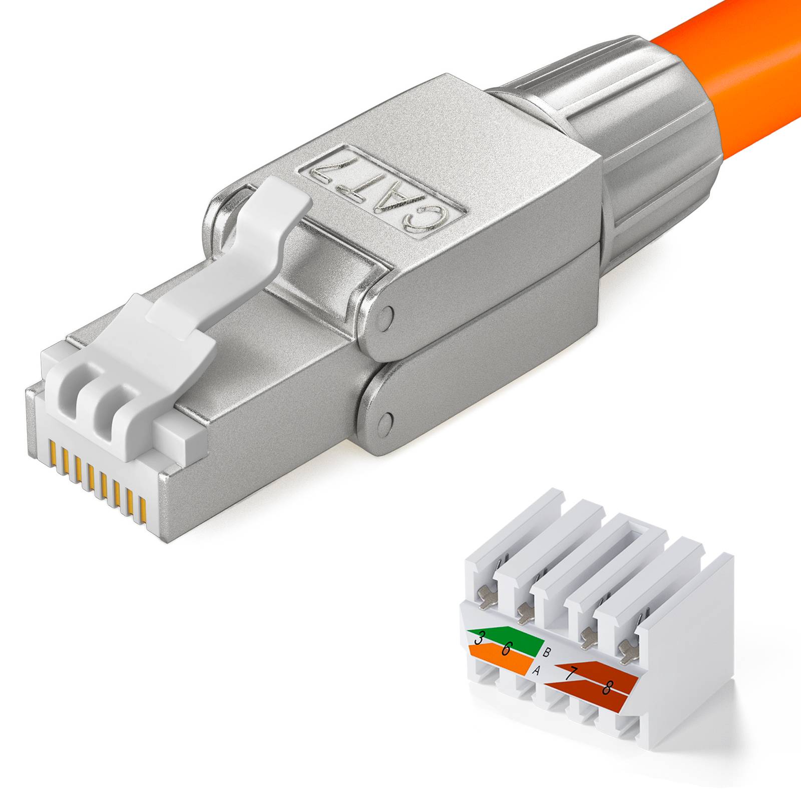 hb-digital Netzwerkstecker CAT7 schmal RJ45 LSA STP Zinklegierung-0