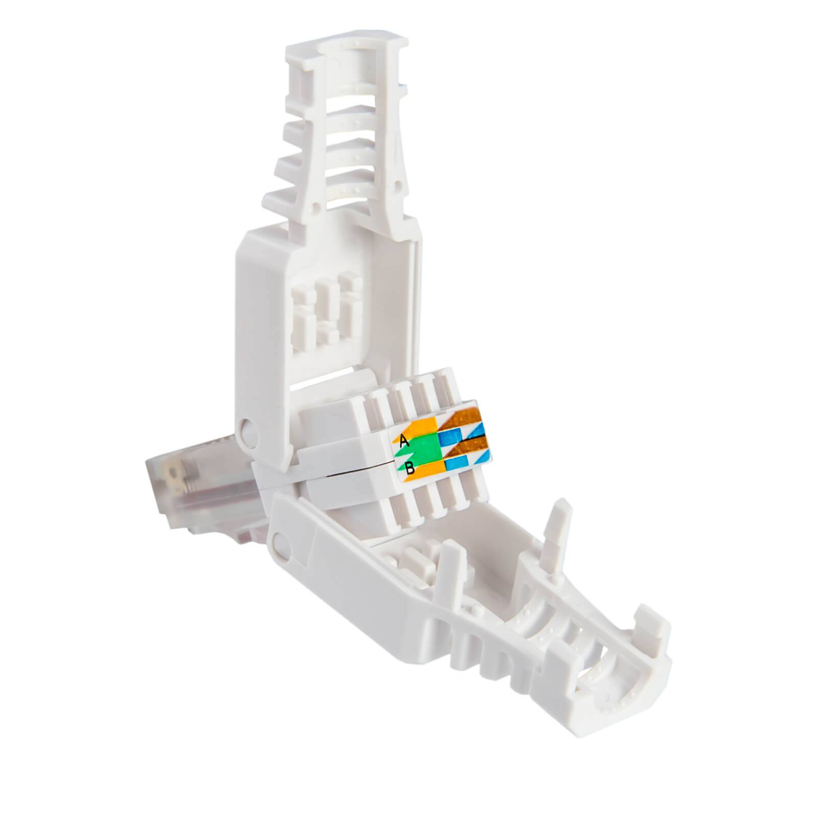 hb-digital Netzwerkstecker CAT 6 RJ45 Steckverbinder LSA UTP mit Knickschutz Kunststoff weiß-1