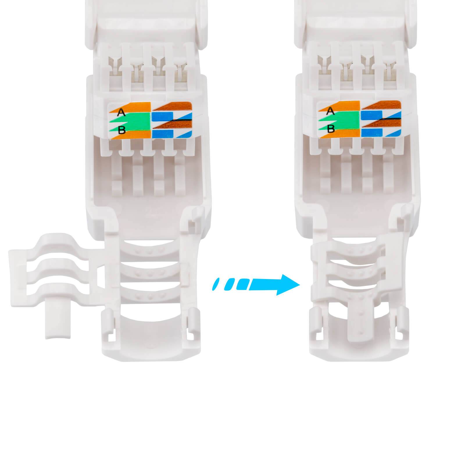 hb-digital Netzwerkstecker CAT 6 RJ45 Steckverbinder LSA UTP mit Knickschutz Kunststoff weiß-2