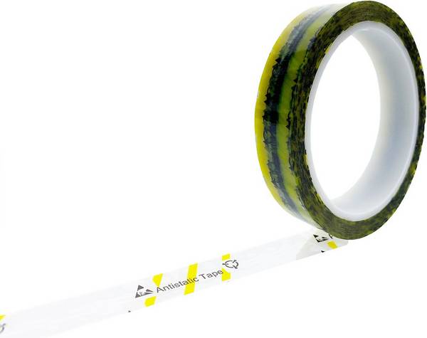 ESD-Klebeband mit ESD-Warnsymbol, transparent/gelb, 18mm, 36m