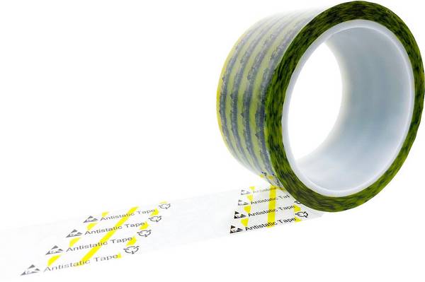 ESD-Klebeband mit ESD-Warnsymbol, transparent/gelb, 48mm, 36m