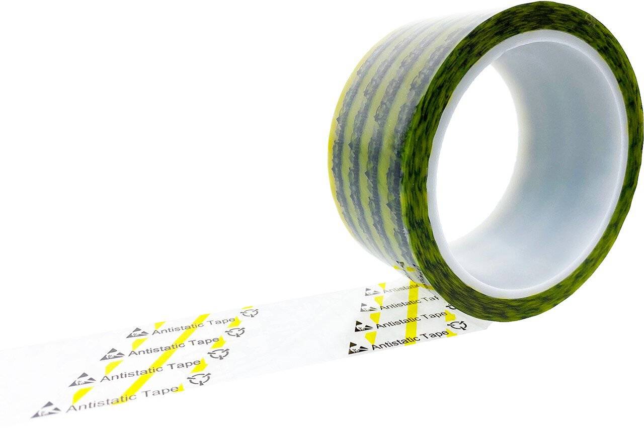 ESD-Klebeband mit ESD-Warnsymbol, transparent/gelb, 48mm, 36m-0