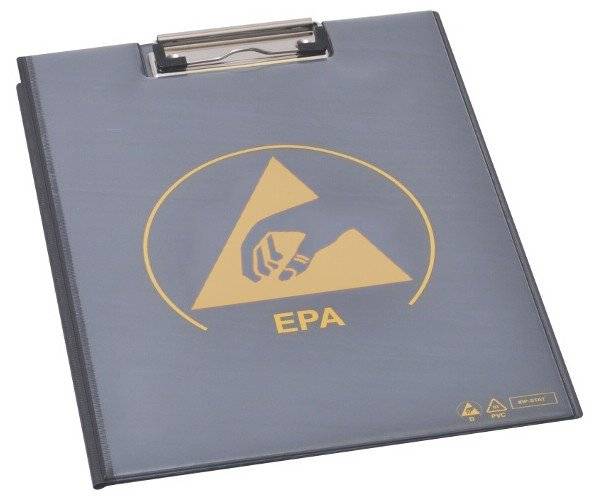 ESD Klemmbrett mit Deckel, DIN A4 PVC IDP-STAT, 485 x 315 mm, schwarz-0