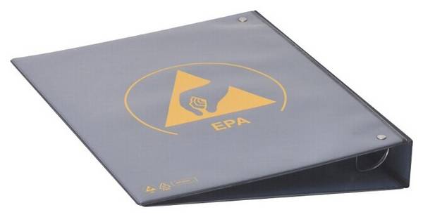 ESD Ringordner DIN A4 PVC IDP-STAT, schwarz, Rückenbreite 45 mm / 4 Ring