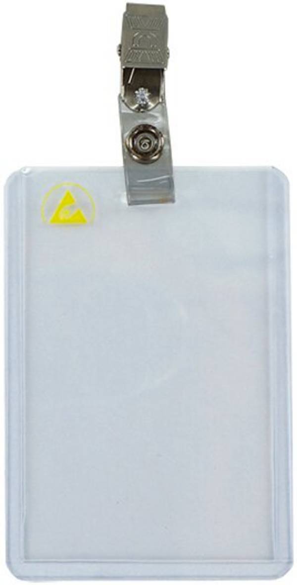 ESD-Ausweistasche mit Clip, Hochformat