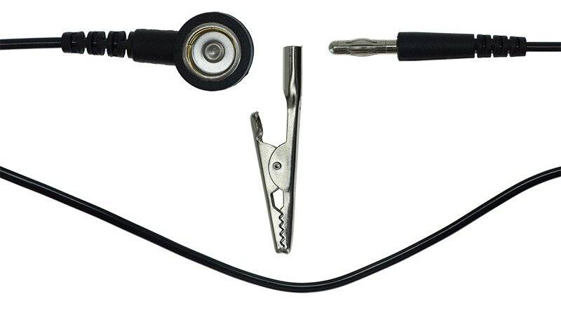 ESD-Erdungskabel, 10 mm Druckknopf/Bananenstecker, schwarz, 3 m-0