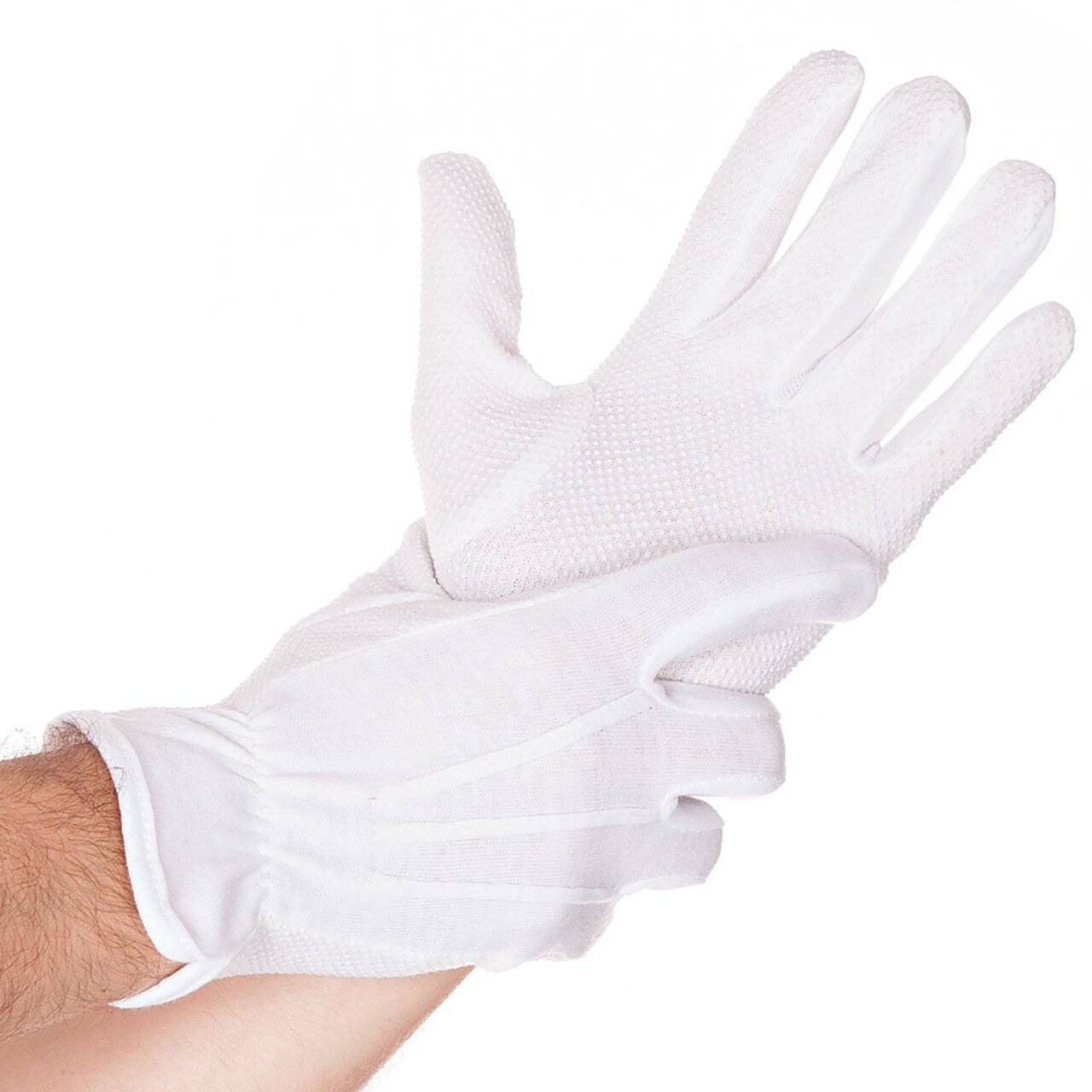 Hygostar Baumwoll-Handschuhe TRICOT GRIP mit PVC-Noppen, weiß, Größe M-0