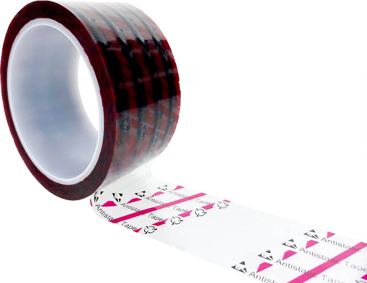ESD-Klebeband mit ESD-Warnsymbol, transparent/rot, 48mm, 36m-0