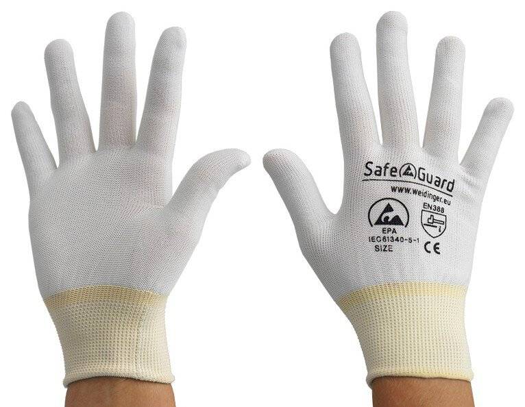 SafeGuard by Weidinger ESD-Handschuh, weiß/gelb, ohne Beschichtung, XL