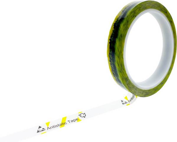ESD-Klebeband mit ESD-Warnsymbol, transparent/gelb, 12mm, 36m
