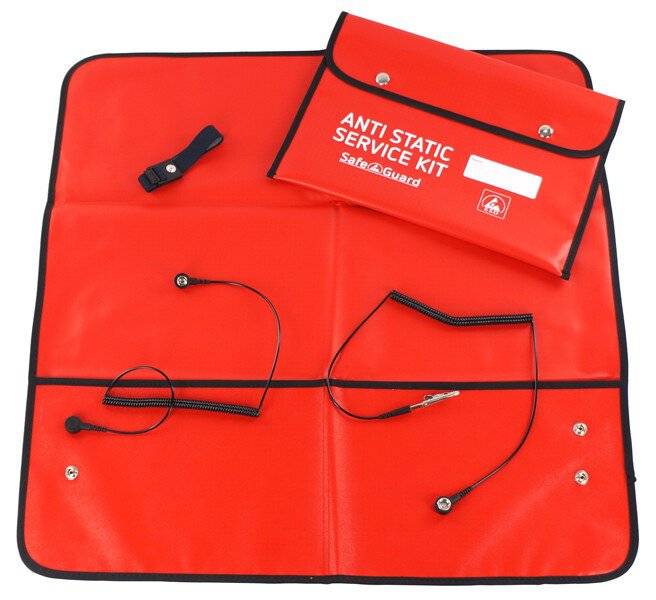ESD-Service Kit, Arbeitsmatte, einfache Krokodilklemme, Vinyl, rot, 610 x 610 mm-0