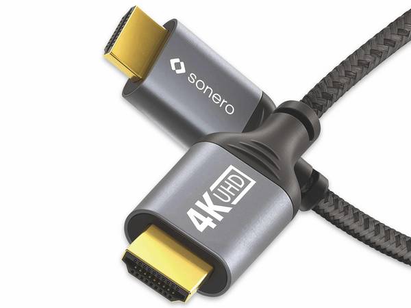 sonero HDMI auf HDMI Kabel - 4K60 - grau/schwarz - 3,00m