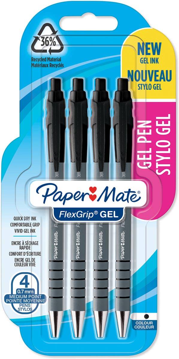Paper:Mate Gelschreiber FlexGrip GEL, 4er Blister, schwarz-0
