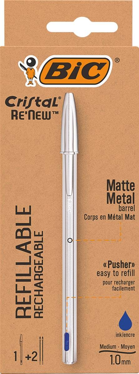 BIC Cristal Renew, Clip, Stick-Kugelschreiber, Nachfüllbar, Blau, 1 Stück(e)-1