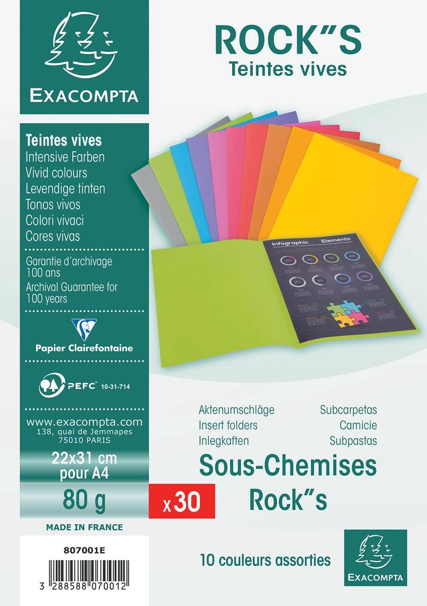 EXACOMPTA Aktendeckel ROCK'S, DIN A4, 80 g/qm, sortiert-1
