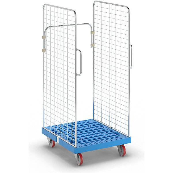 Rollbehälter 2 Seitengitter mit Sicherheitsgriffen lichtblau. ESB Engineering System Bau GmbH 66811849-0