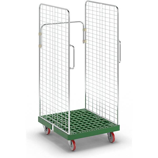 Rollbehälter 2 Seitengitter mit Sicherheitsgriffen verkehrsgrün. ESB Engineering System Bau GmbH 66811949
