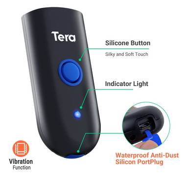 Tera Barcode-Scanner Handscanner 3-in-1 Bluetooth USB-Kabel 2,4G Wireless 1D Barcode 1100L