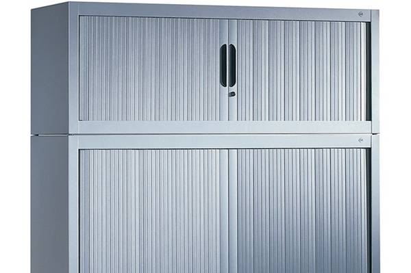 Aufsatzschrank H450xB1000xT420mm 1 OH m.Rollladen verkehrsweiß/verkehrsweiß C+P