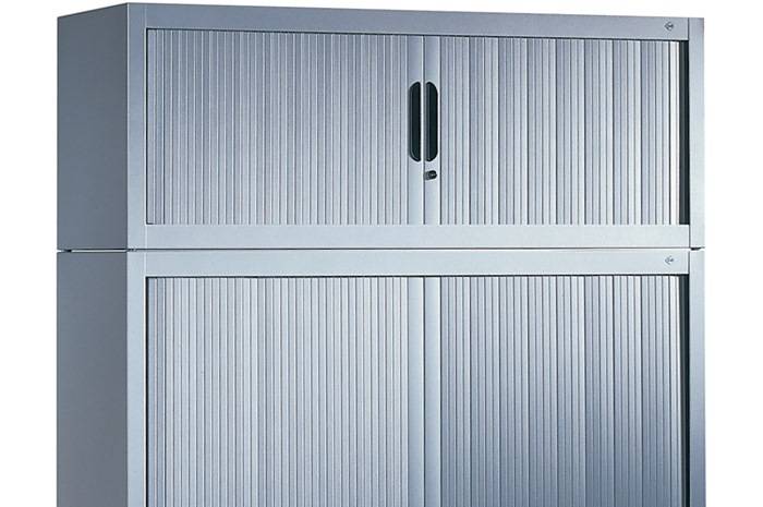 Aufsatzschrank H450xB1000xT420mm 1 OH m.Rollladen verkehrsweiß/verkehrsweiß C+P-0