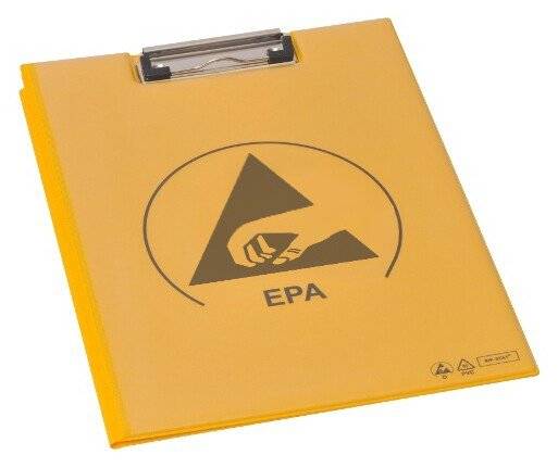 ESD Klemmbrett mit Deckel, DIN A4 PVC IDP-STAT, gelb, 485 x 315 mm-0