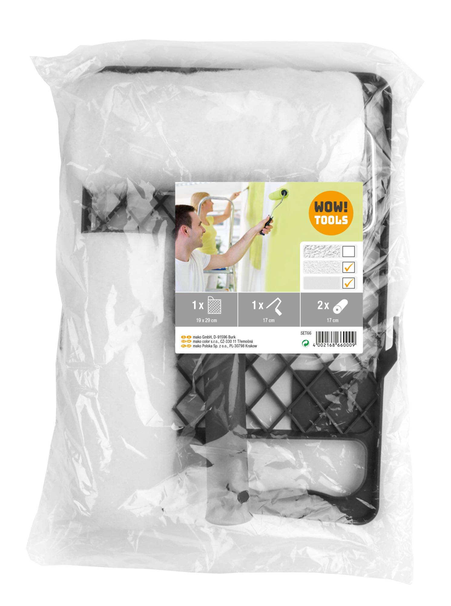 Wow!Tools Maler-Set PLUS+ 4-teilig mit Rollerbügel, Walzen, Abstreifgitter-0