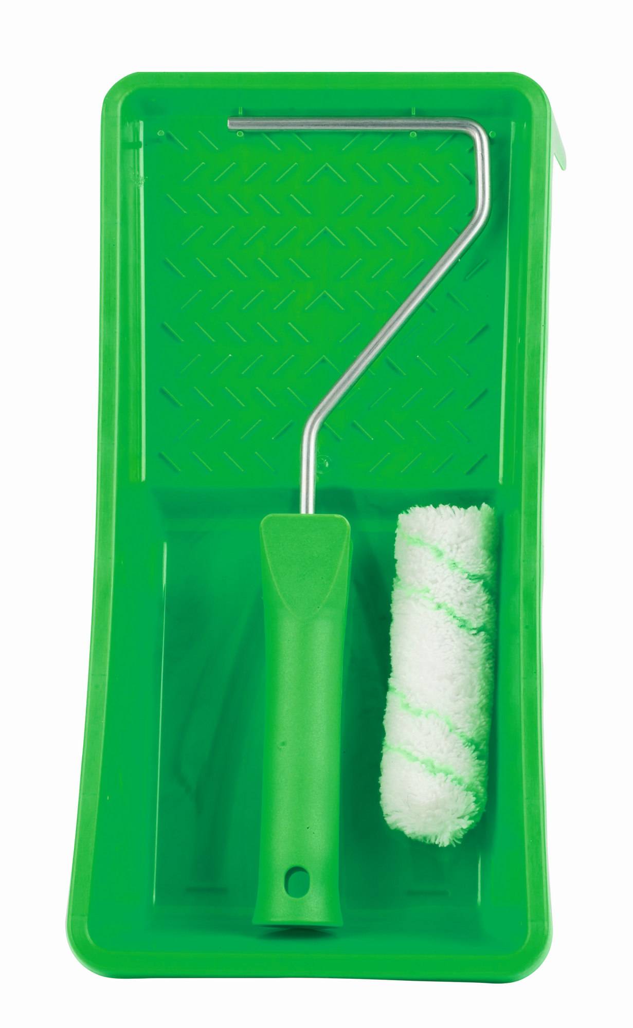 Lasurroller Set PREMIUM mit Bügel Wanne und Walze Mikrofaser extra kurz 10 cm
