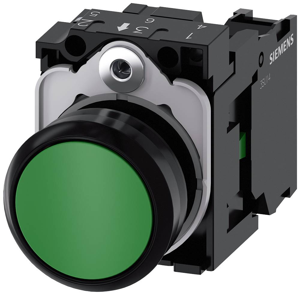 Thumbnail - Siemens 3SU1100-0AB40-1BA0 - Drucktaster, 22 mm, rund, Kunststoff, grün, Druckk