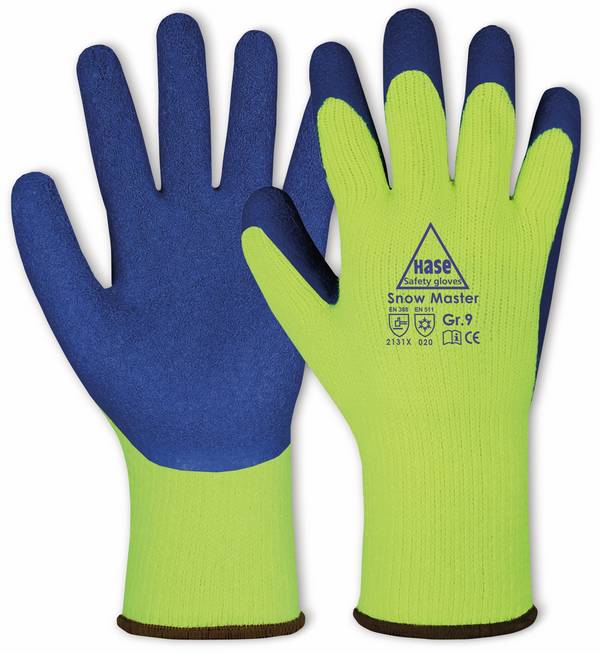 HASE SAFETY GLOVES Latex-Arbeitshandschuh Winter, EN 388, EN 420, EN 511, gelb/blau, Größe 8