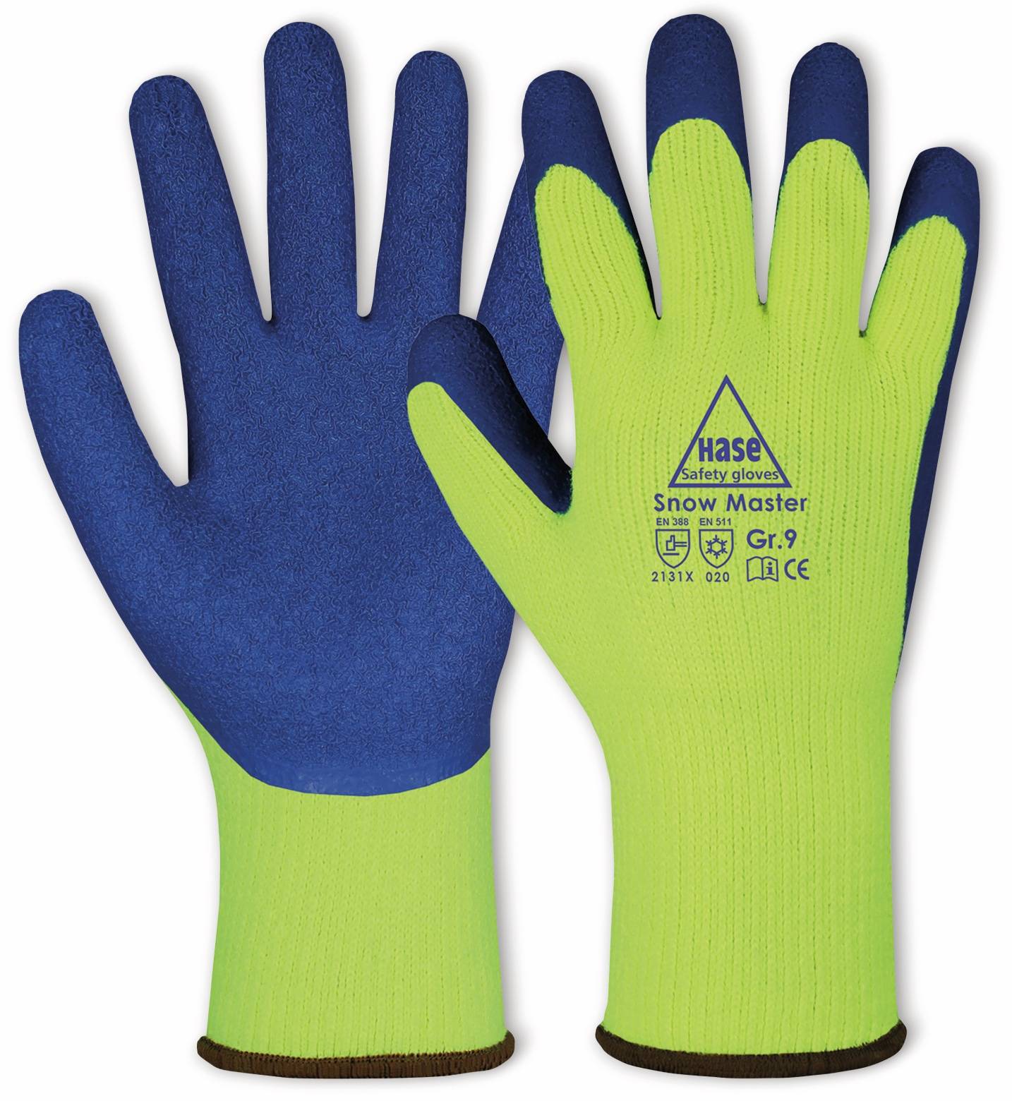 HASE SAFETY GLOVES Latex-Arbeitshandschuh Winter, EN 388, EN 420, EN 511, gelb/blau, Größe 8-0