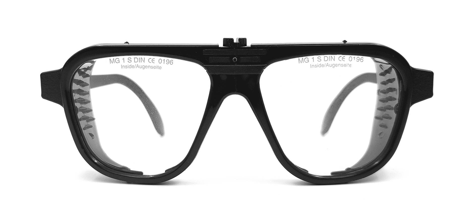 Nylonschutzbrille, schwarz, Formgläser 62 x 52 mm klar und splitterfrei aus Verbundglas!-2